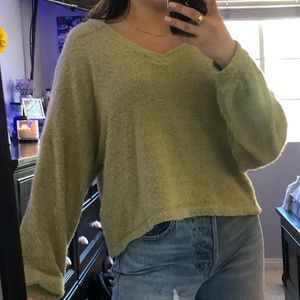 Green Soft Cropped Sweater